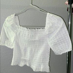 White Ruffled Crop Top